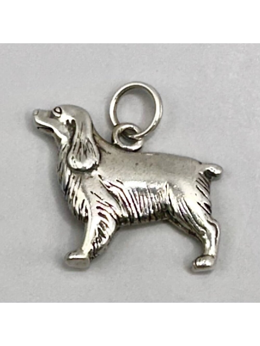 Cocker Spaniel Dog Pendant Hand & Hammer Signed H&H 925 Sterling Silver Charm